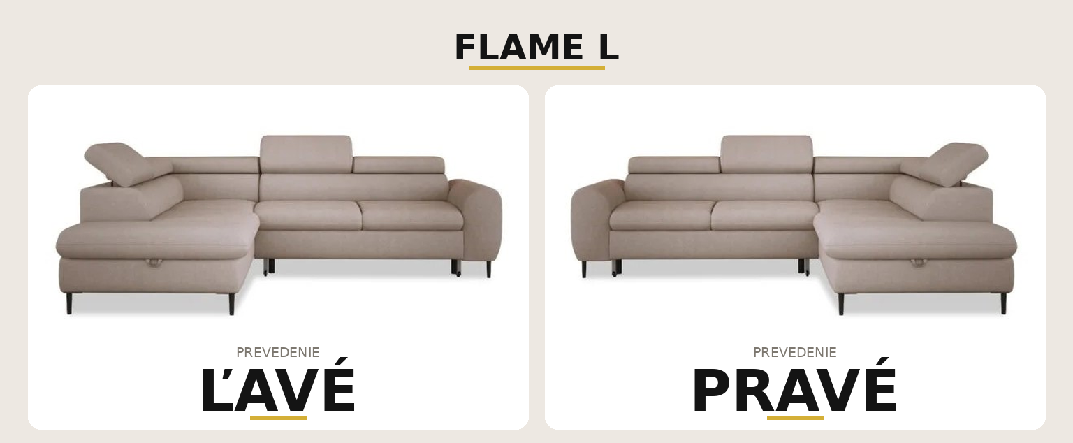 Sedacia súprava FLAME L – ľavé a pravé prevedenie